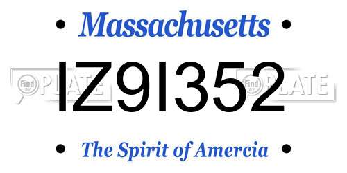 IZ9I352 Massachusetts License Plate