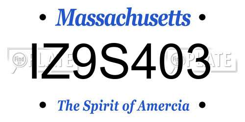 IZ9S403 Massachusetts License Plate