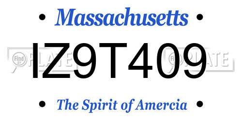 IZ9T409 Massachusetts License Plate