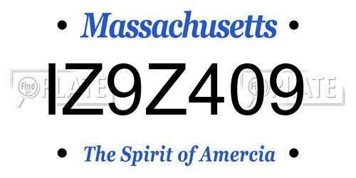 IZ9Z409 Massachusetts License Plate