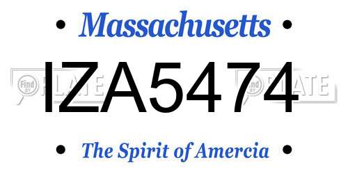 IZA5474 Massachusetts License Plate