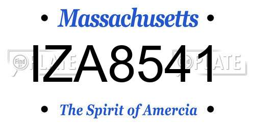 IZA8541 Massachusetts License Plate
