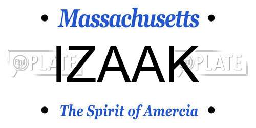 IZAAK Massachusetts License Plate