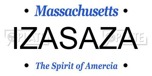 IZASAZA Massachusetts License Plate