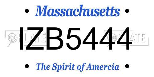 IZB5444 Massachusetts License Plate
