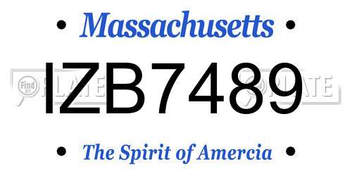 IZB7489 Massachusetts License Plate