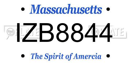 IZB8844 Massachusetts License Plate