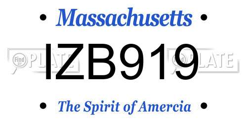 IZB919 Massachusetts License Plate