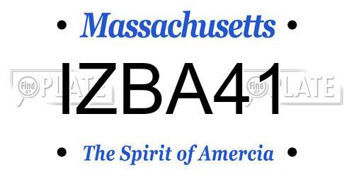 IZBA41 Massachusetts License Plate