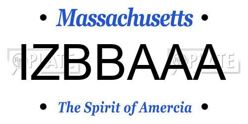 IZBBAAA Massachusetts License Plate