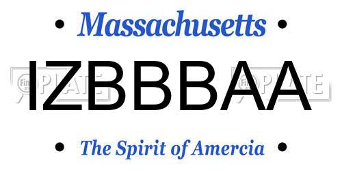 IZBBBAA Massachusetts License Plate