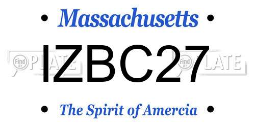 IZBC27 Massachusetts License Plate