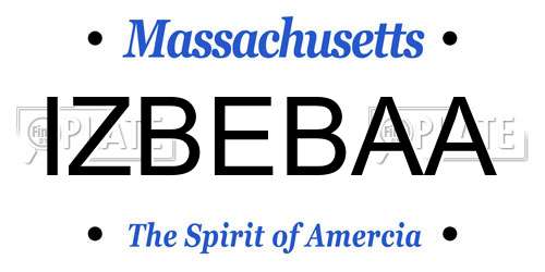 IZBEBAA Massachusetts License Plate