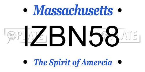 IZBN58 Massachusetts License Plate