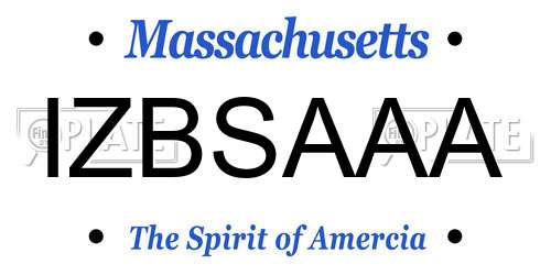 IZBSAAA Massachusetts License Plate