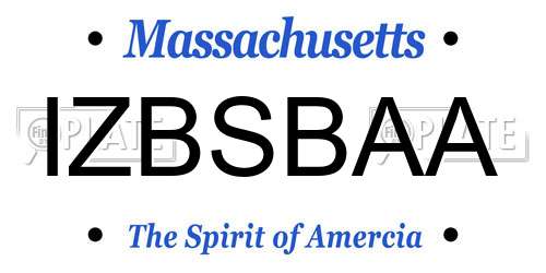 IZBSBAA Massachusetts License Plate
