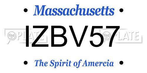 IZBV57 Massachusetts License Plate