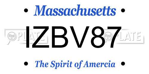 IZBV87 Massachusetts License Plate