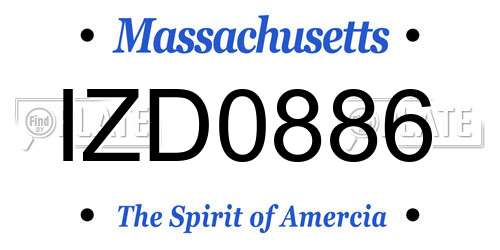 IZD0886 Massachusetts License Plate
