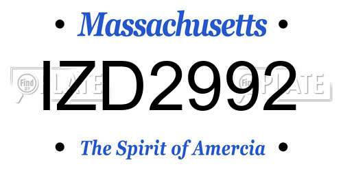 IZD2992 Massachusetts License Plate