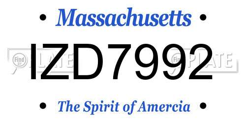 IZD7992 Massachusetts License Plate