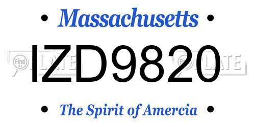 IZD9820 Massachusetts License Plate