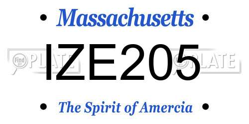 IZE205 Massachusetts License Plate