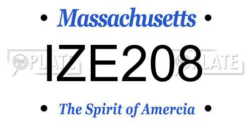 IZE208 Massachusetts License Plate