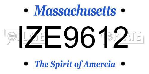 IZE9612 Massachusetts License Plate