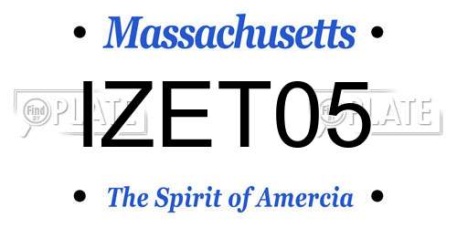 IZET05 Massachusetts License Plate