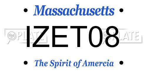 IZET08 Massachusetts License Plate