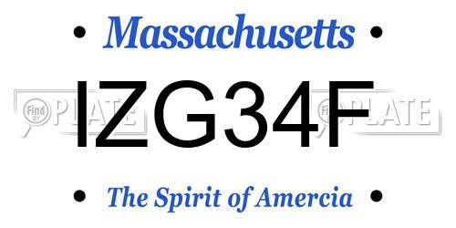 IZG34F Massachusetts License Plate