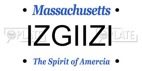 IZGIIZI Massachusetts License Plate