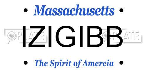 IZIGIBB Massachusetts License Plate