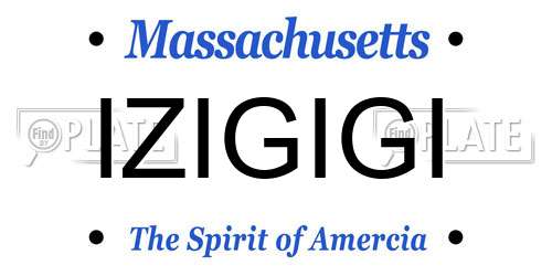 IZIGIGI Massachusetts License Plate