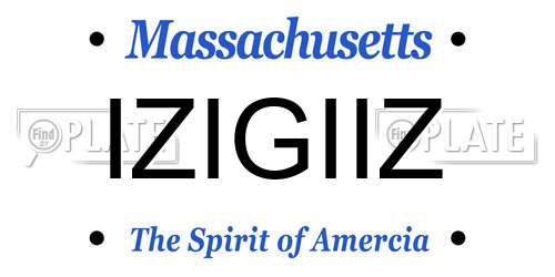 IZIGIIZ Massachusetts License Plate