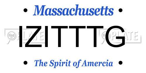 IZITTTG Massachusetts License Plate