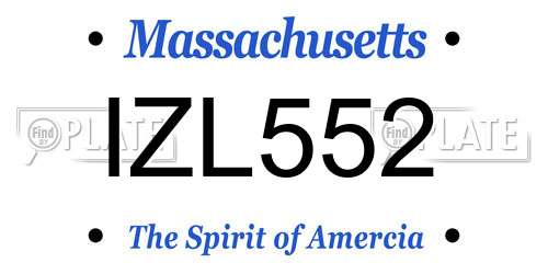 IZL552 Massachusetts License Plate