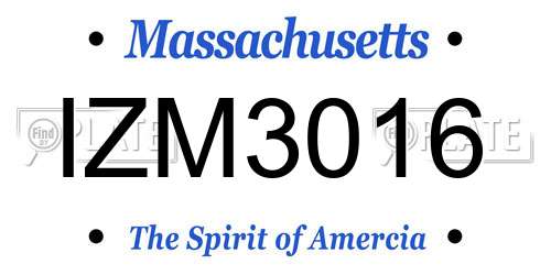 IZM3016 Massachusetts License Plate