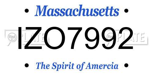 IZO7992 Massachusetts License Plate