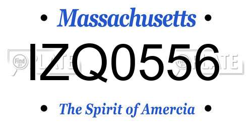 IZQ0556 Massachusetts License Plate