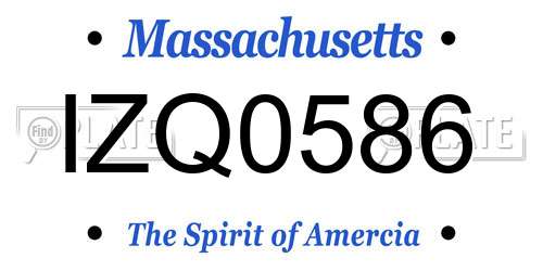 IZQ0586 Massachusetts License Plate