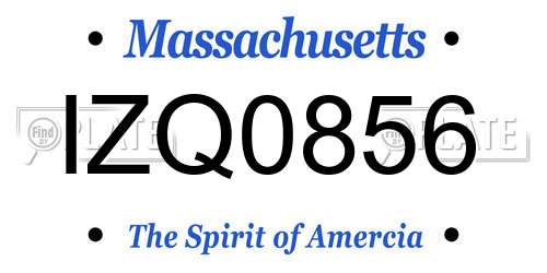 IZQ0856 Massachusetts License Plate