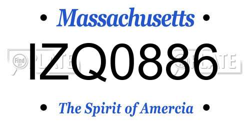 IZQ0886 Massachusetts License Plate