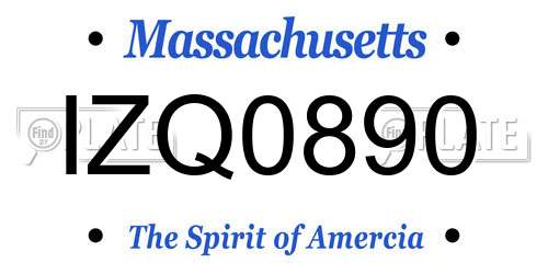 IZQ0890 Massachusetts License Plate