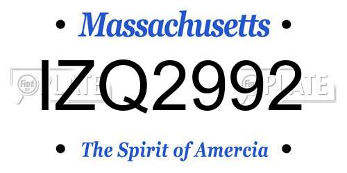 IZQ2992 Massachusetts License Plate
