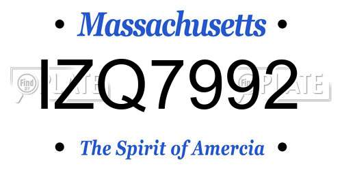 IZQ7992 Massachusetts License Plate