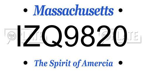 IZQ9820 Massachusetts License Plate