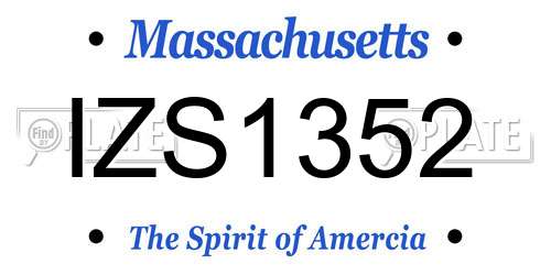IZS1352 Massachusetts License Plate