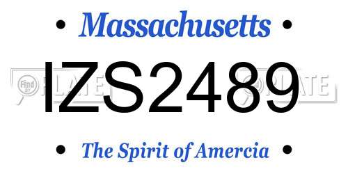 IZS2489 Massachusetts License Plate